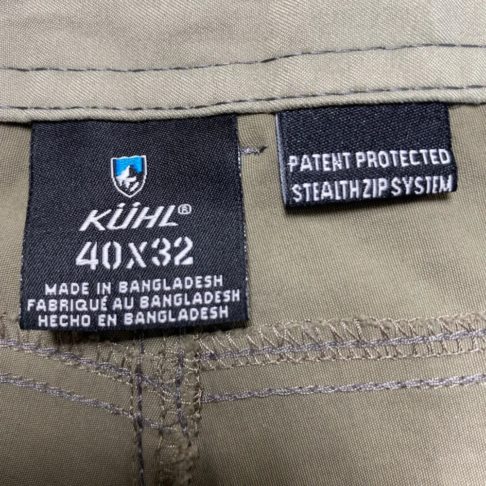 Kuhl Renegade Convertible Stealth Pants Mens 40x32 Khaki Tan ZipOff Hiking Cargo